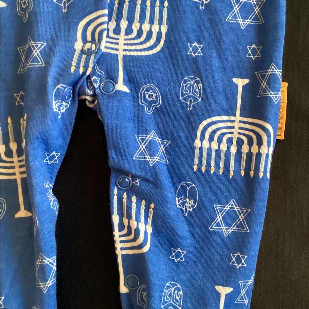 Blue Hanukkah Kids Footie Pajamas - Picture 10 of 15